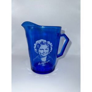 VTG Shirley‎ Temple Cobalt Blue Honeycomb Patten Creamer Pitcher 8oz Hazel Atlas
